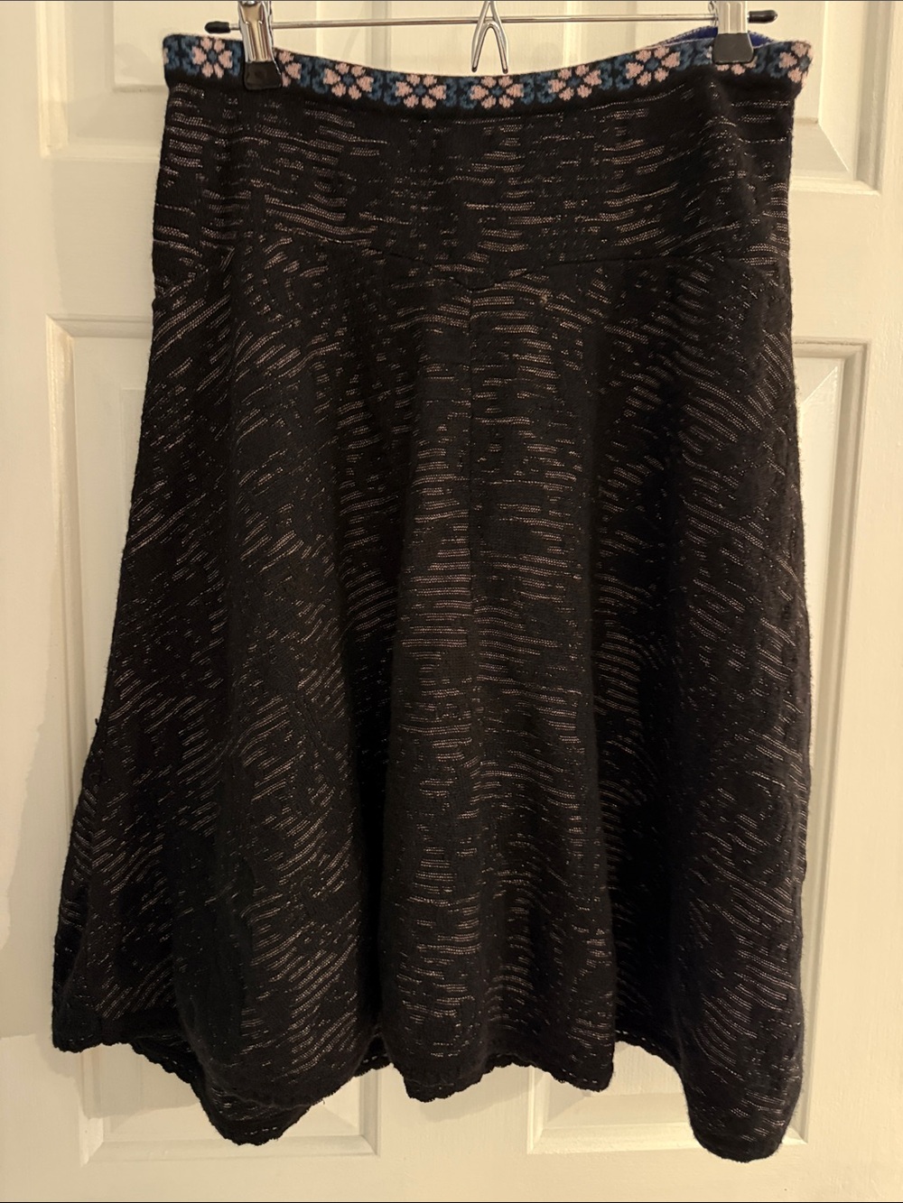 Ivko Black A-Line Knit Skirt with Subtle Sheen